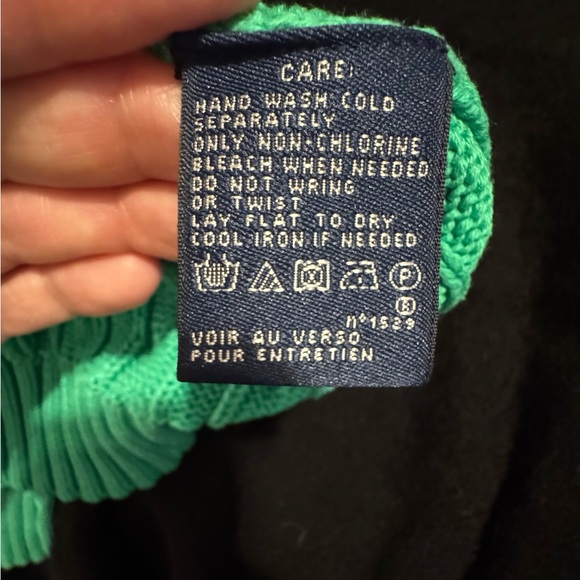 Polo Ralph Lauren Green V-Neck Cable Knit Sweater - Picture 6 of 6
